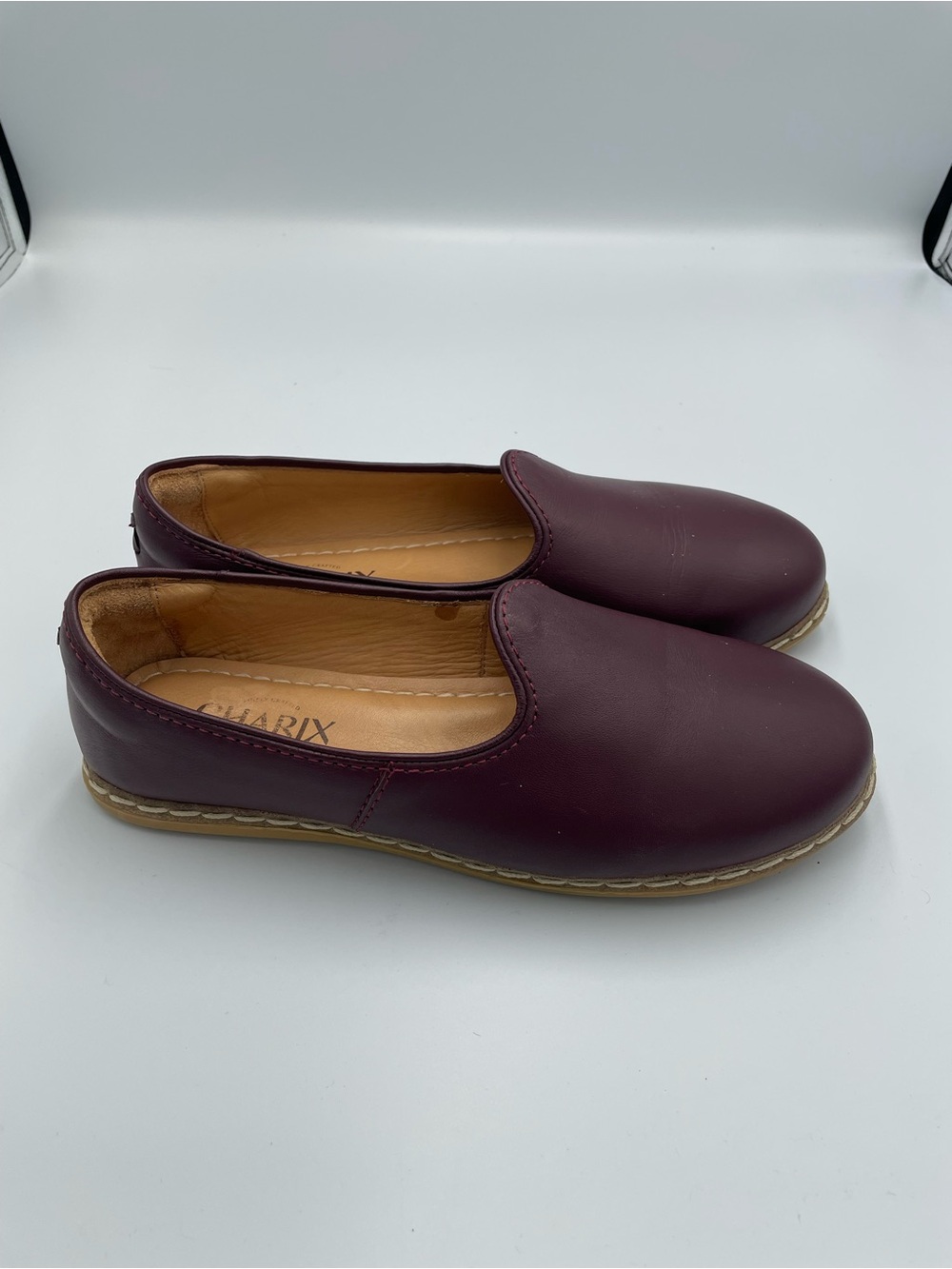 Charix Women's Bordeaux color Leather Slip On Flats Casual Shoes US 7.5
